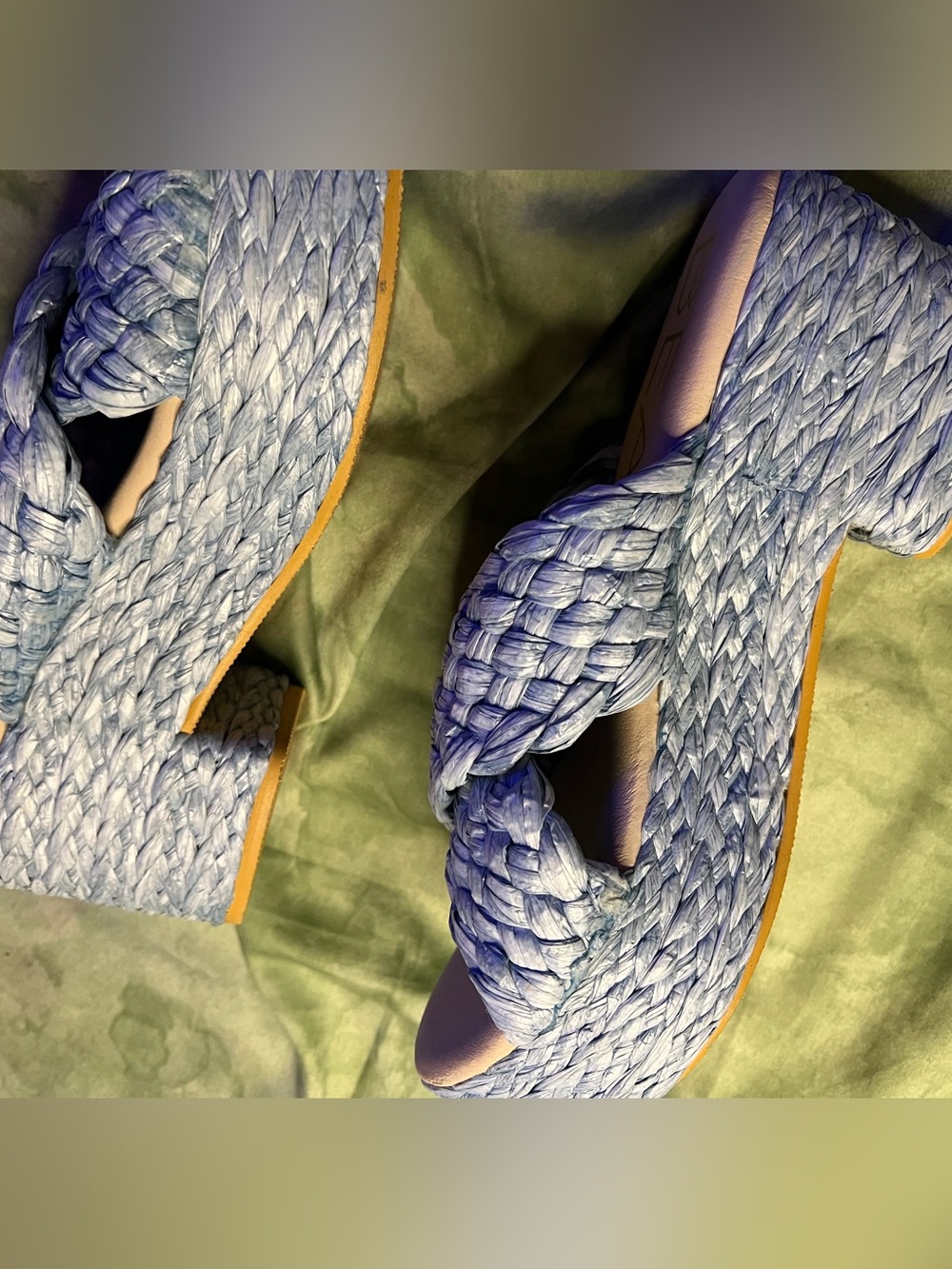 Baby Blue Chunky Platform Sandals View 3